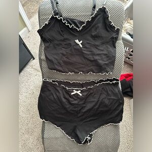 Lacy black and white pajamas/intimates set